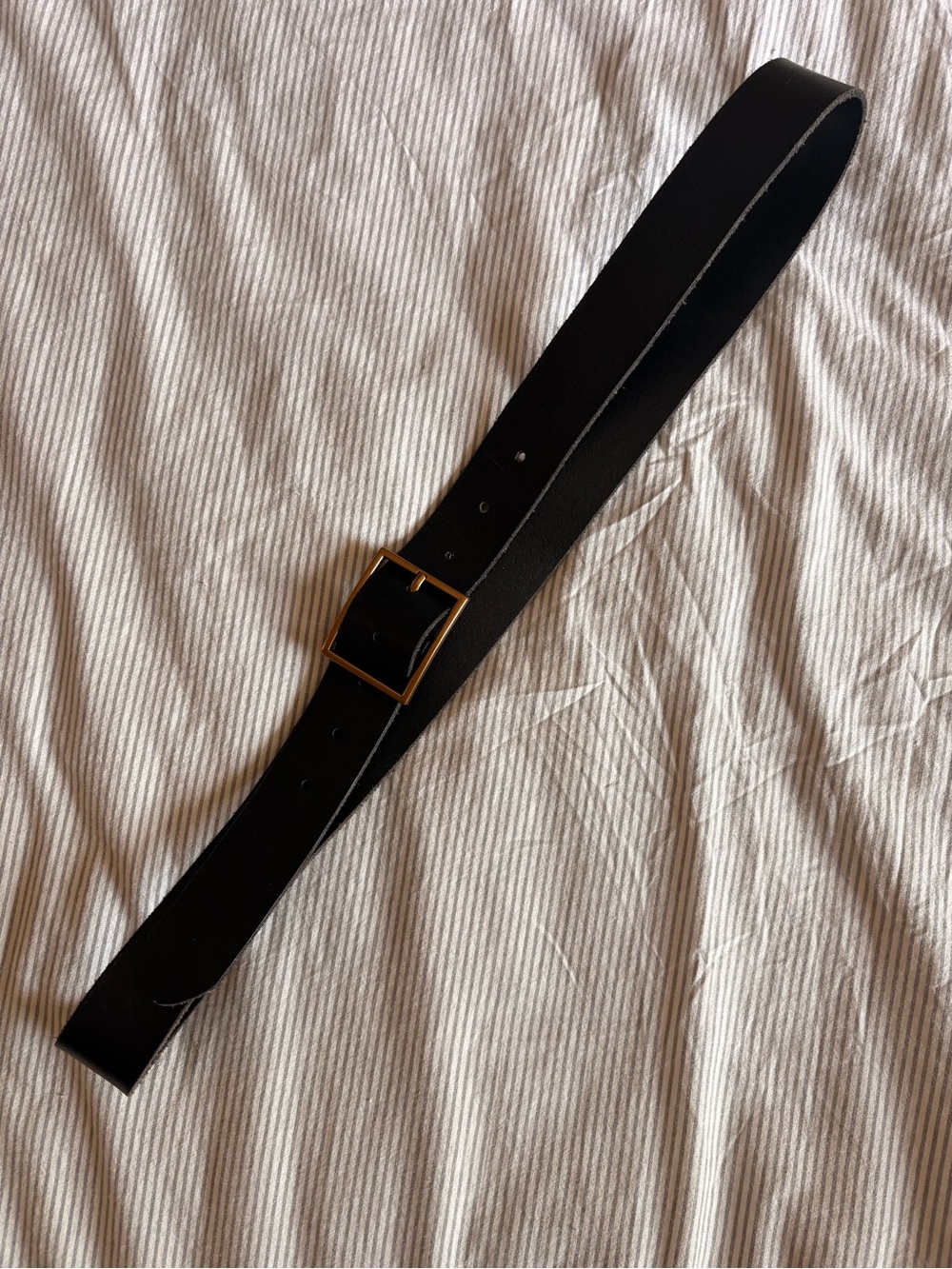 Urban Outfitters Black Leather Belt with Gold Buckle